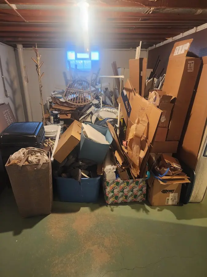 Roll-off dumpster container at job site for 4 Yard Dumpster Rental in Bartonsville